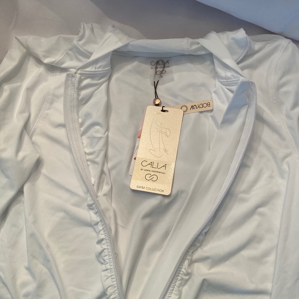 Calia Pure White Hooded Long Sleeved Rashguard Top - Picture 8 of 13